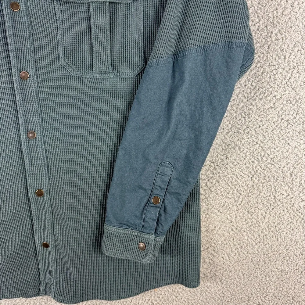 LL Bean Shirt Jacket Mens XL Tall‎ Blue Waffle Knit Snap Front Thermal 518840